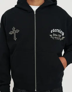 Eternity Zip Up Hoodie in Black