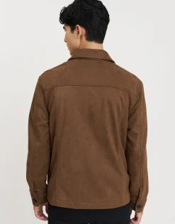 Faux Suede Smart Jacket in Khaki