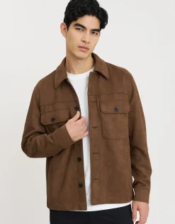 Faux Suede Smart Jacket in Tobacco