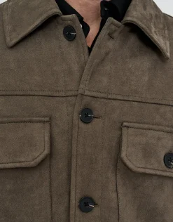 Faux Suede Smart Jacket in Tobacco