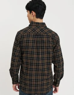 Flannel Check Regular Fit Shirt in Black/brown