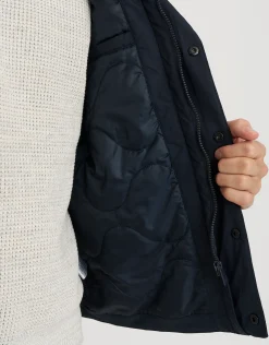 Funnel Neck Zip Through Jacket in Navy