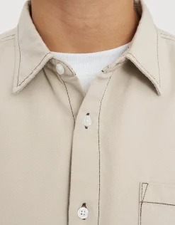 Future Project Cropped Short Sleeve Shirt in Desert Stone