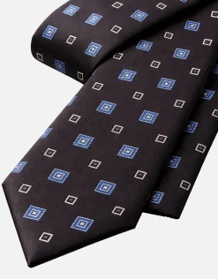 Geo Textured Slim Tie in Chocolate