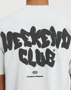 Graffiti Weekend Club Relaxed Fit T Shirt in Snow Marl