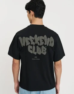 Graffiti Weekend Club Relaxed Fit T Shirt in Snow Marl