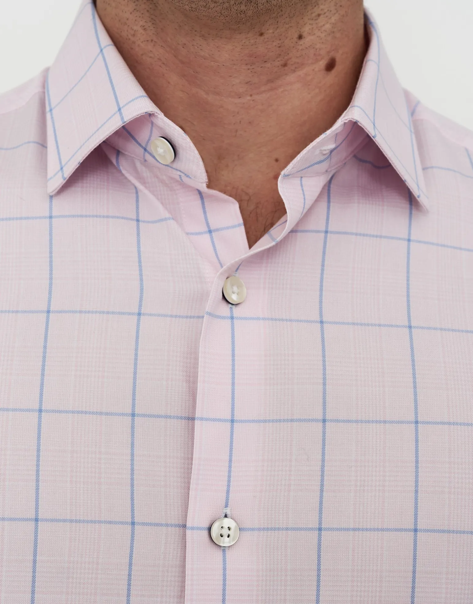 Grid Long Sleeve Dress Shirt in Light Pink