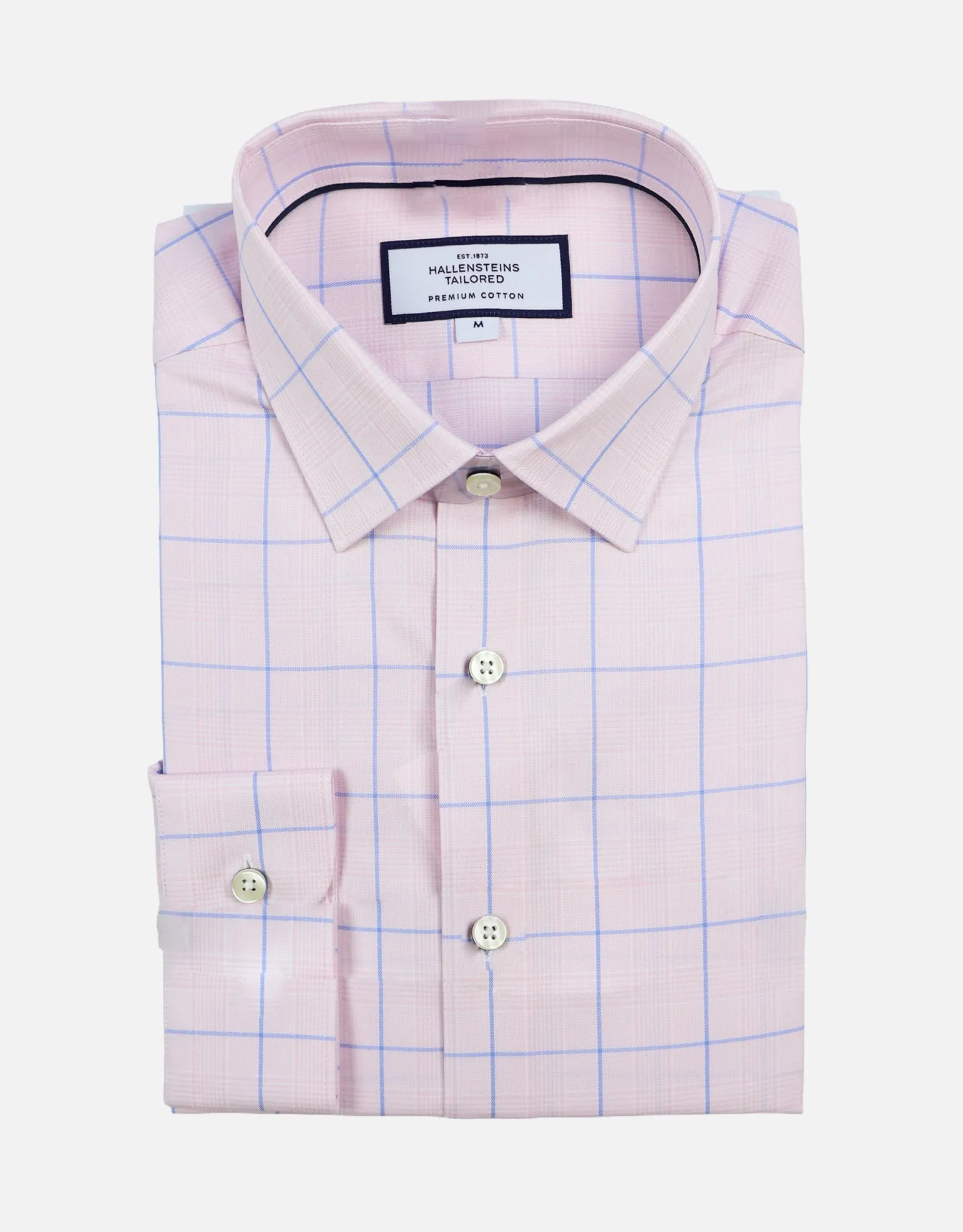 Grid Long Sleeve Dress Shirt in Light Pink