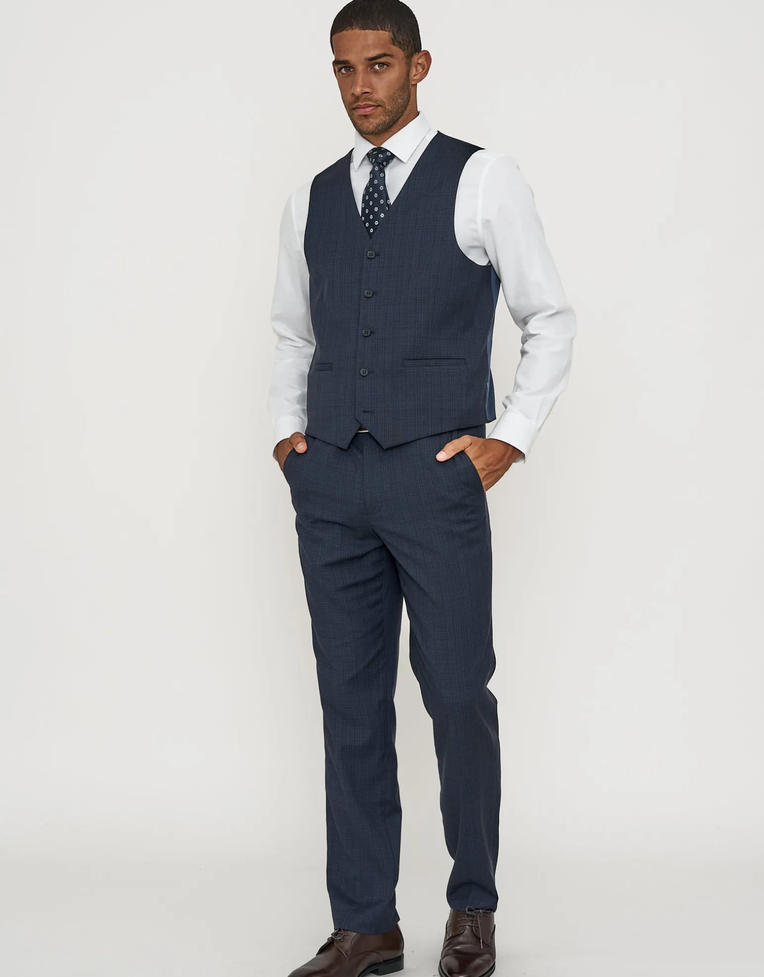 Hawthorne Slim Fit Waistcoat in Navy Check