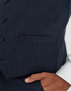 Hawthorne Slim Fit Waistcoat in Navy Check