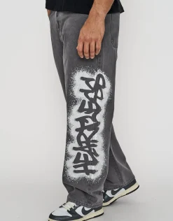 Heartless Baggy Fit Jeans in Grey