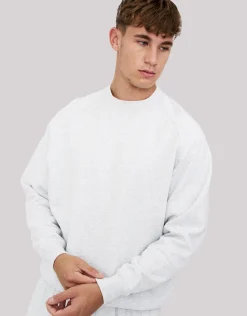 Heavyweight Raglan Crew Neck Sweat in Snow Marle