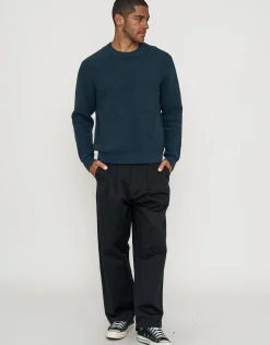 Heavyweight Waffle Crew Knit Jumper in Charcoal