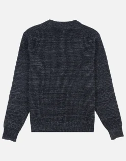 Heavyweight Waffle Crew Knit Jumper in Charcoal