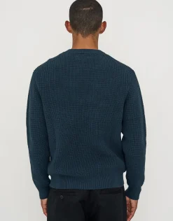 Heavyweight Waffle Crew Knit Jumper in Charcoal