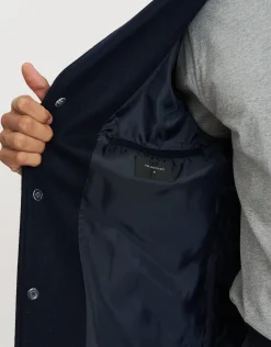 Heavyweight Wool Blend Overcoat in Navy