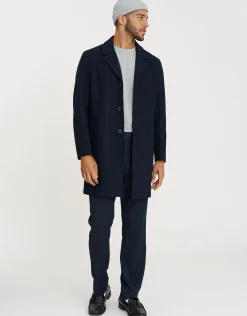 Heavyweight Wool Blend Overcoat in Navy