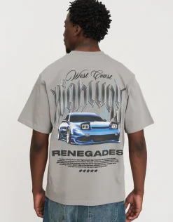 Highway SX Relaxed Fit T Shirt in Alloy Grey