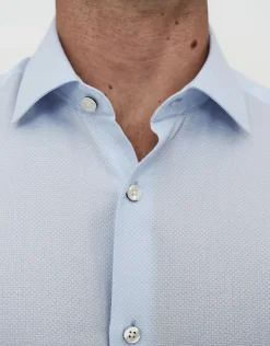 Honeycomb Long Sleeve Dress Shirt in Light Blue
