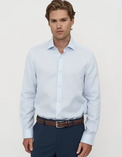 Honeycomb Long Sleeve Dress Shirt in Light Blue