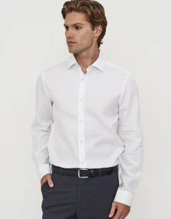 Honeycomb Long Sleeve Dress Shirt in White