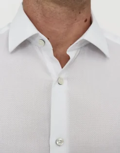 Honeycomb Long Sleeve Dress Shirt in White