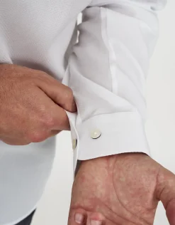 Honeycomb Long Sleeve Dress Shirt in White