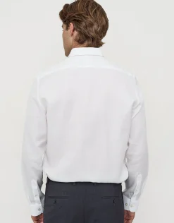 Honeycomb Long Sleeve Dress Shirt in White