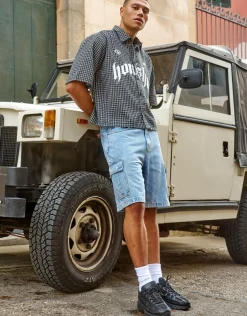 Honshu Cropped Short Sleeve Shirt in Black