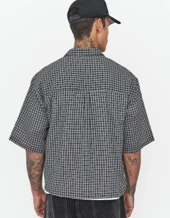 Honshu Cropped Short Sleeve Shirt in Black