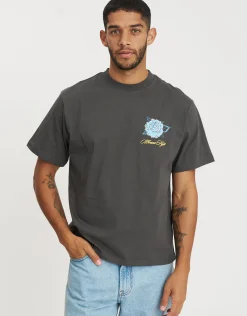 Honshu Dragon Relaxed Fit T Shirt in Pewter Grey