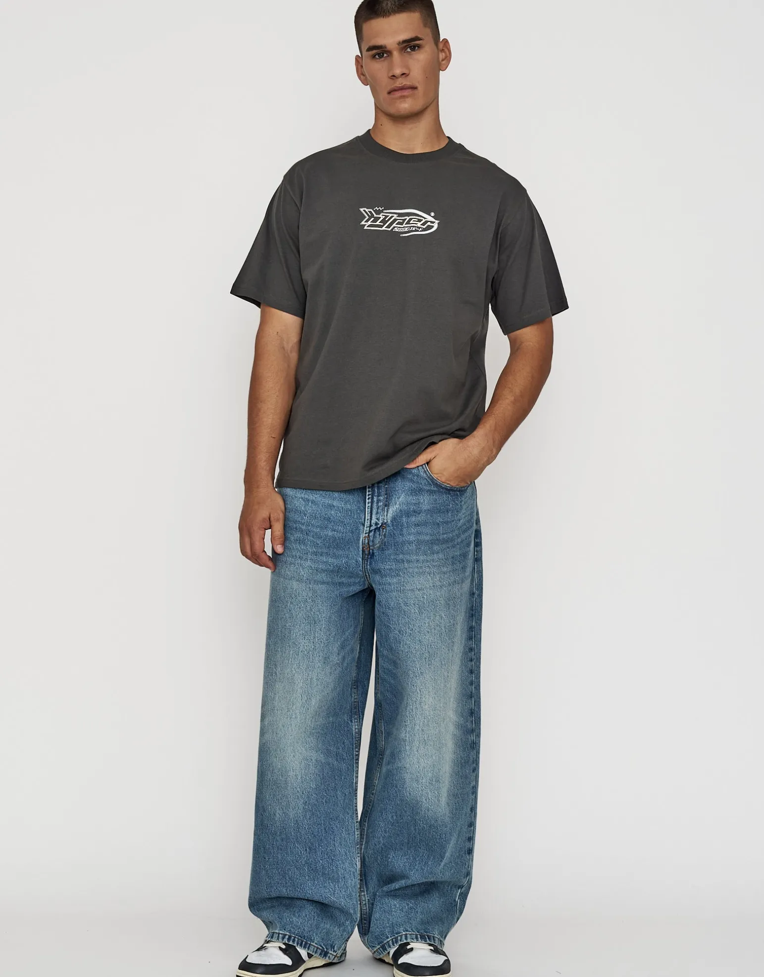 Hyper Car Relaxed Fit T Shirt in Pewter Grey