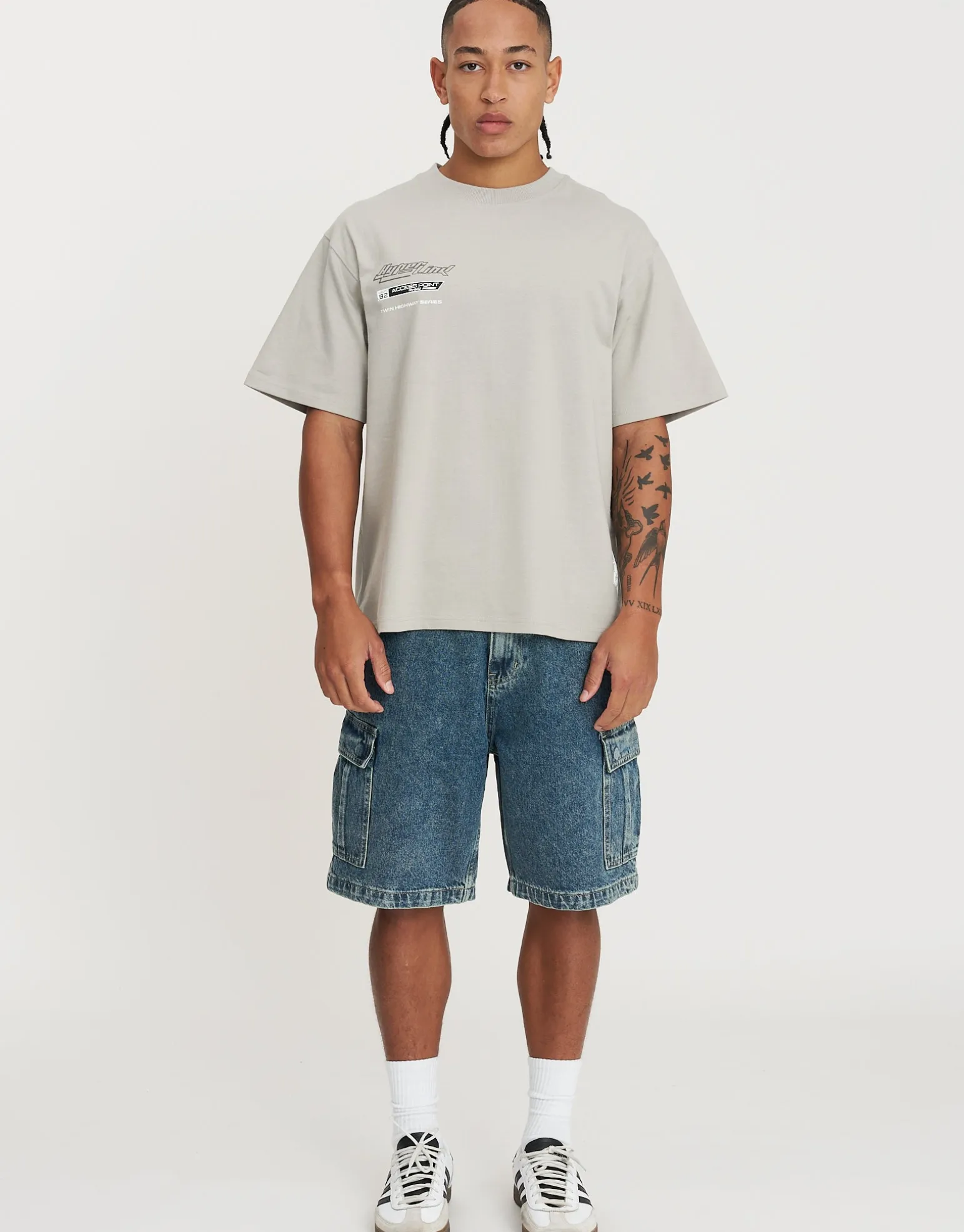 Hyper Car Relaxed Fit T Shirt in Pewter Grey