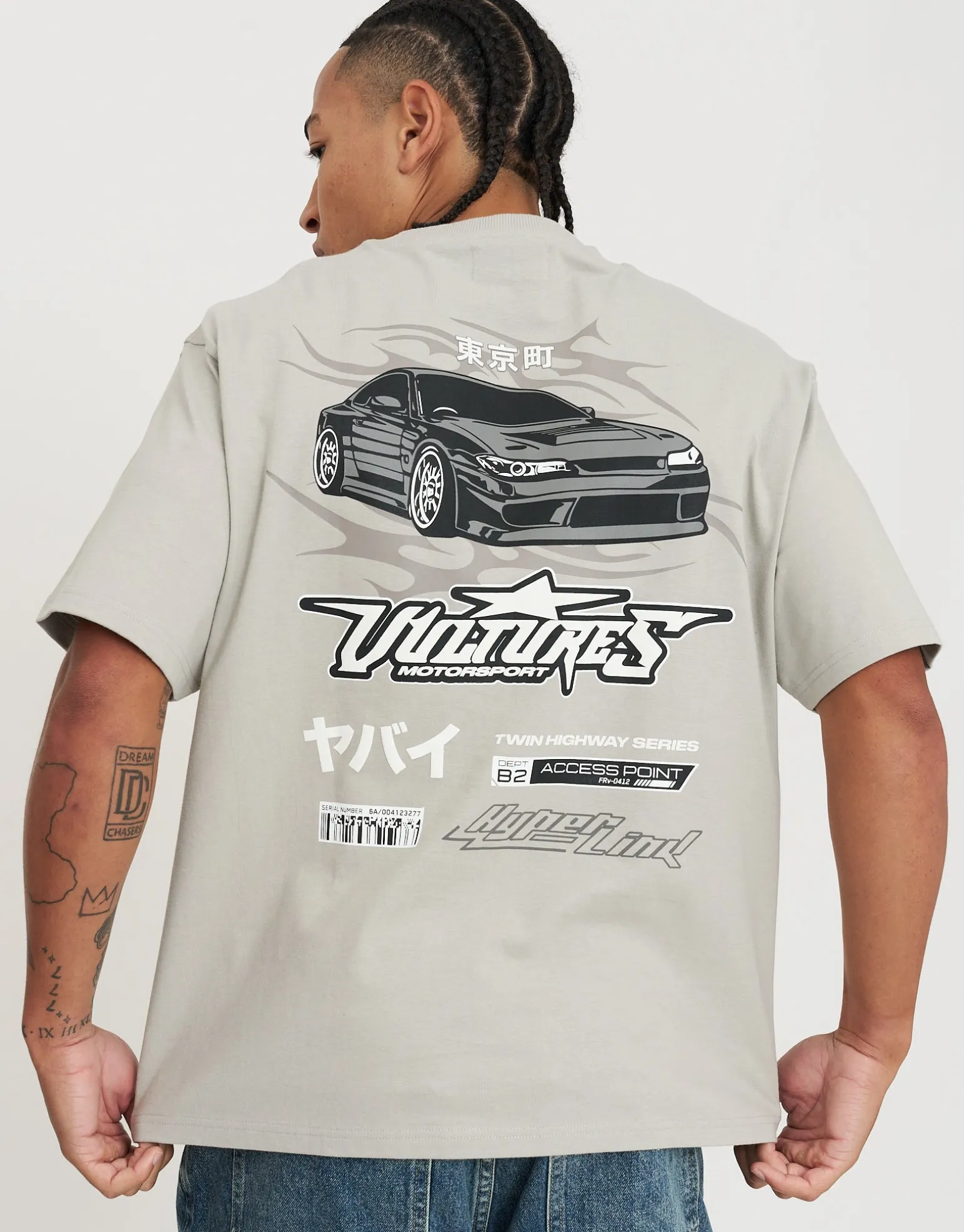 Hyper Car Relaxed Fit T Shirt in Pewter Grey