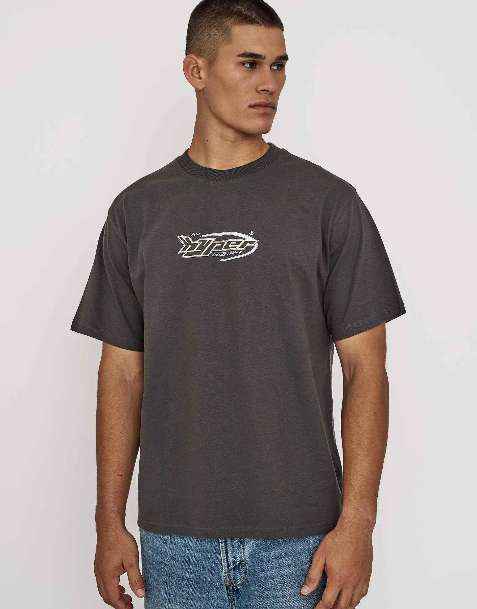 Hyper Car Relaxed Fit T Shirt in Pewter Grey