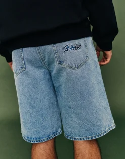 JManGo Baggy Fit Jorts in Blue Fade