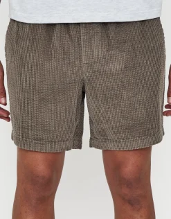 Jumbo Cord Shorts in Washed Black