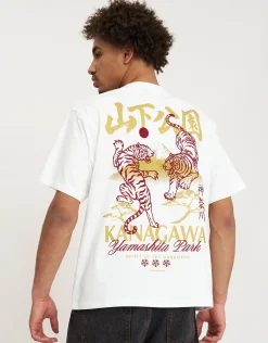 Kanagawa Tiger Tee in Blanc