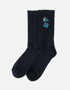 Koi Embroidered Sport Socks in Black