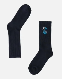Koi Embroidered Sport Socks in Black
