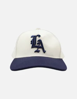LA Emblem Hat in Off White/brown