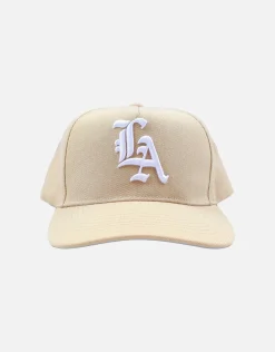 LA Emblem Hat in Off White/brown