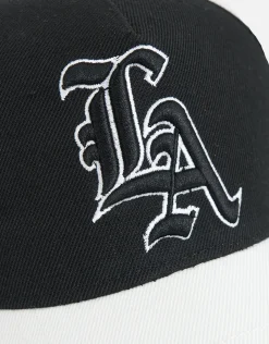 LA Emblem Hat in Off White/royal