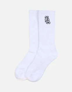 LA Embroidered Crew Socks in Black