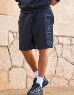 Leisure Baggy Fit Track Short in Black