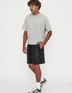 Leisure Baggy Fit Track Short in Snow Marle