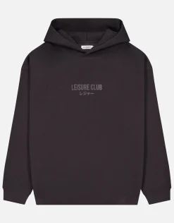 Leisure Club Print Oversized Hoodie in Black