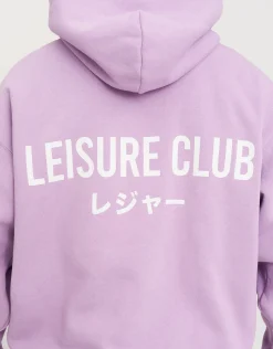 Leisure Club Print Oversized Hoodie in Black