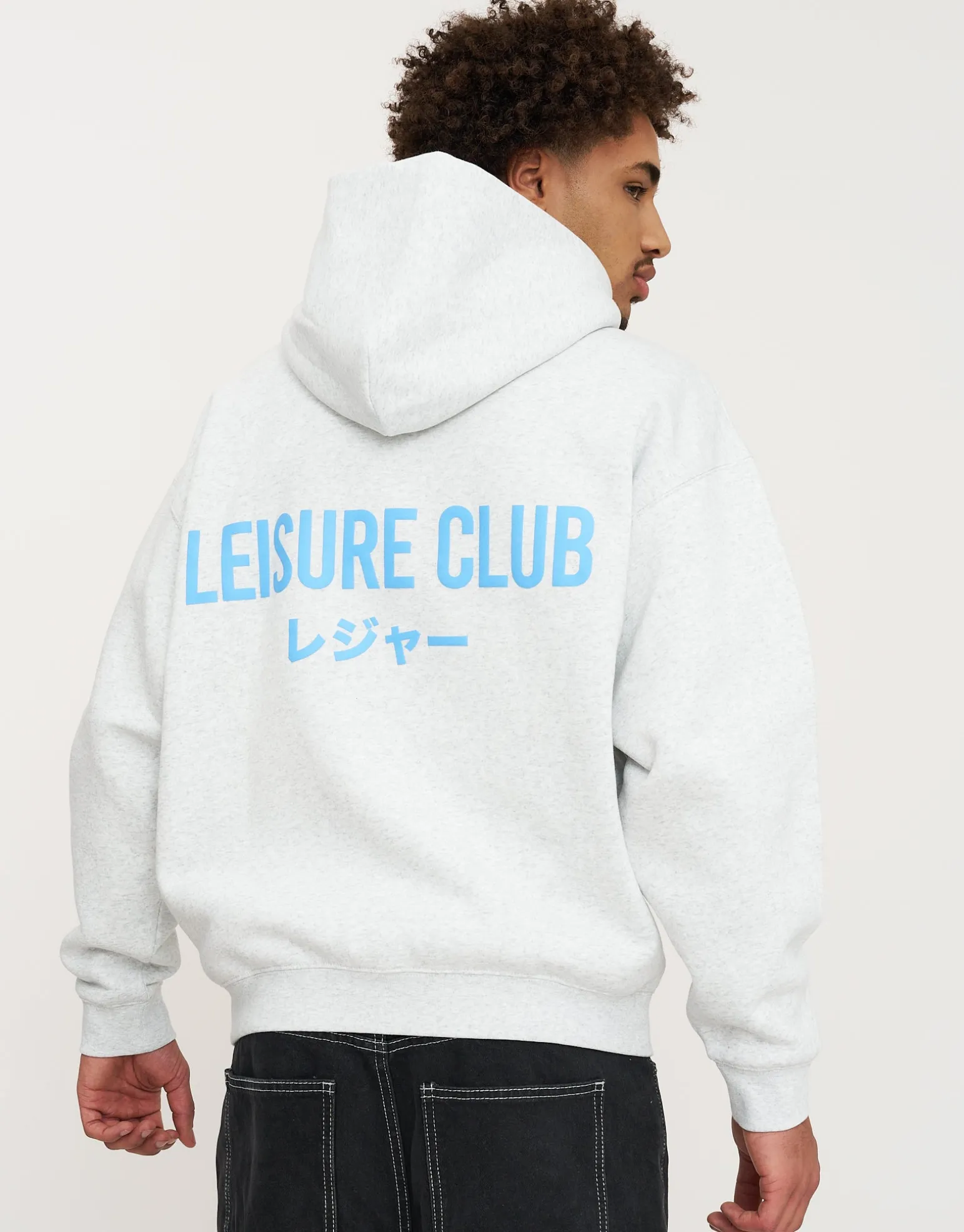 Leisure Club Print Oversized Hoodie in Black