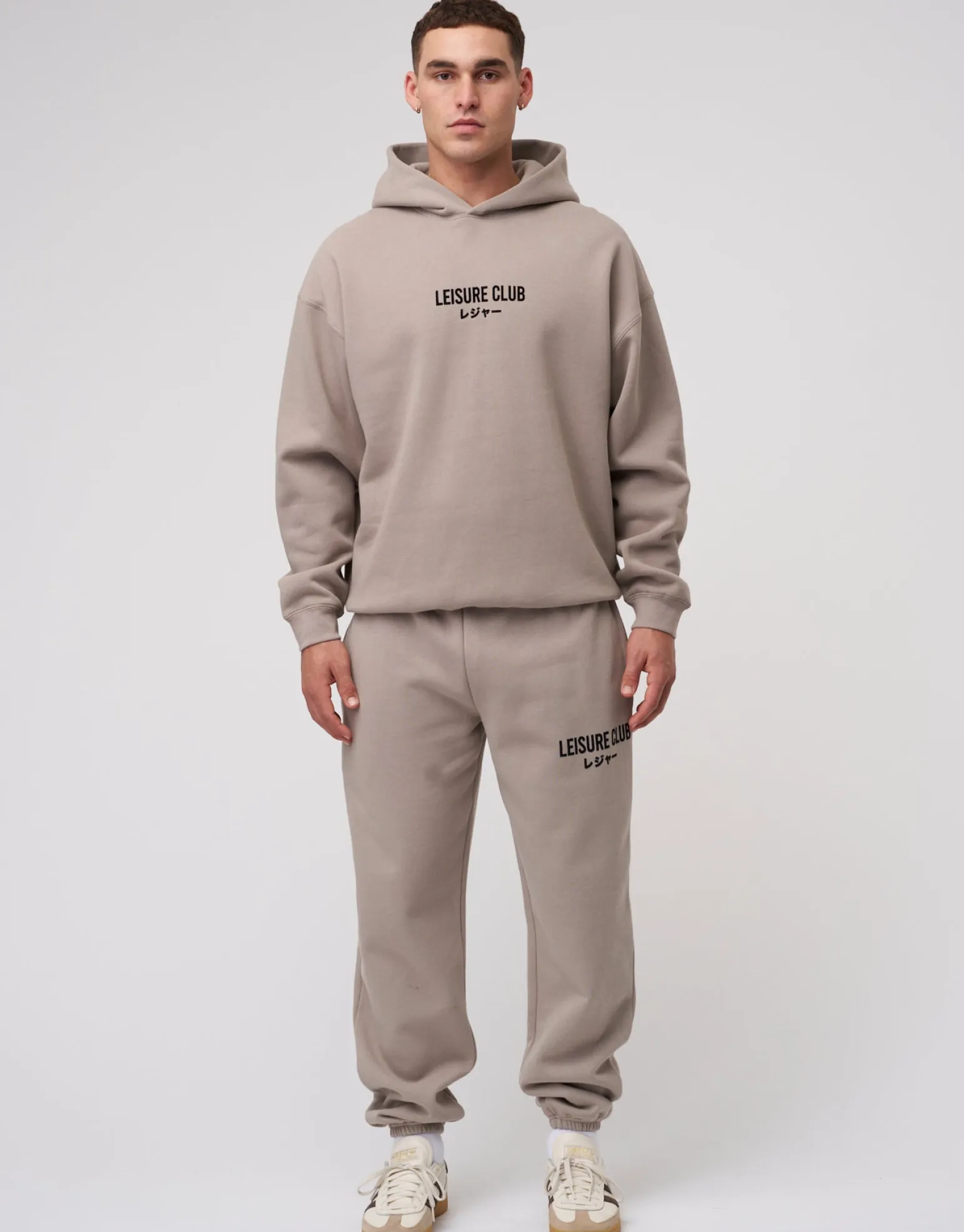 Leisure Club Print Oversized Hoodie in Black